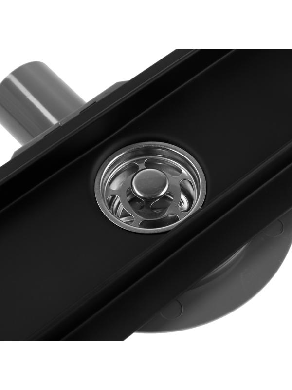 Трап ZEIN, c флaнцeм свободного вращения 360°, 7х60 см, d=40/50 мм, нерж. сталь, черный