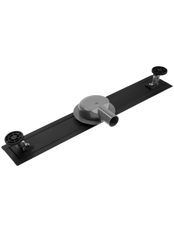 Трап ZEIN, c флaнцeм свободного вращения 360°, 7х60 см, d=40/50 мм, нерж. сталь, черный