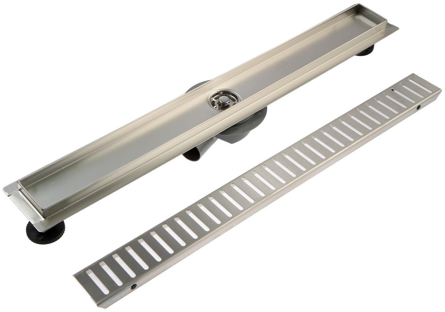 Трап ZEIN, c флaнцeм свободного вращения 360°, 7х70 см, d=40/50 мм, нерж. сталь, сатин