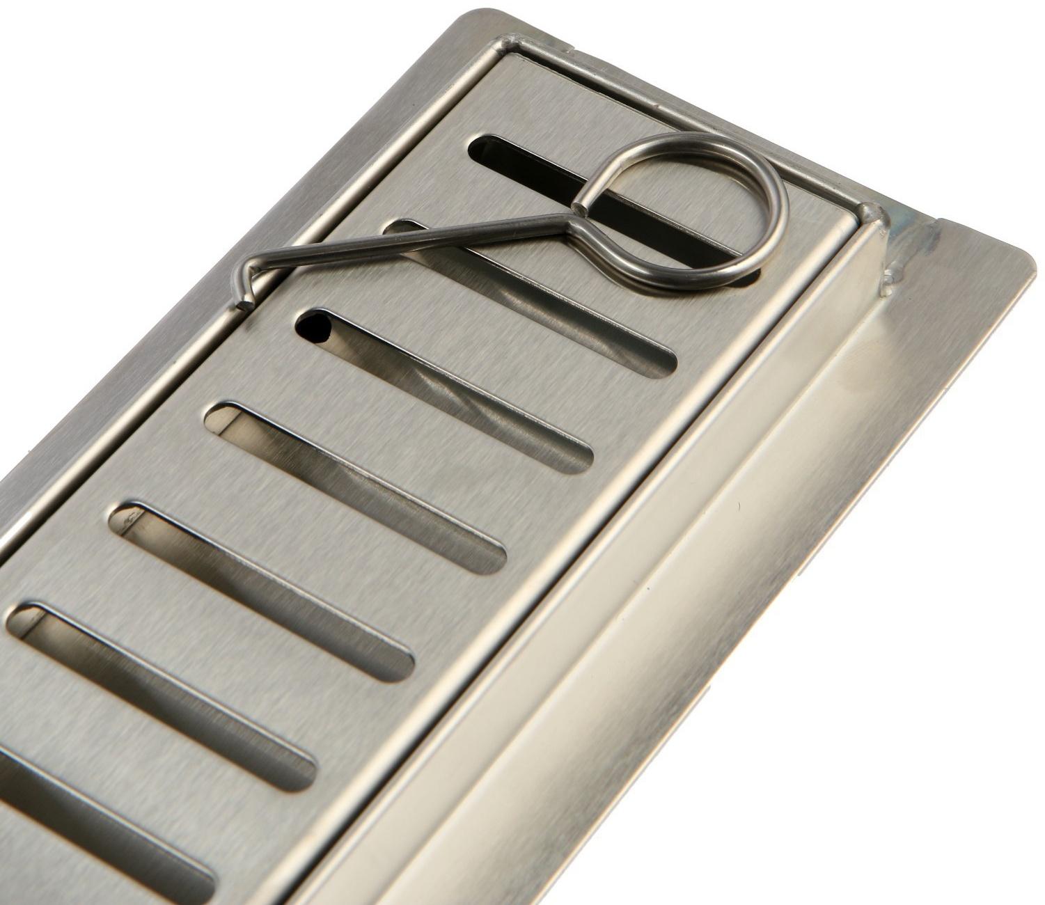 Трап ZEIN, c флaнцeм свободного вращения 360°, 7х70 см, d=40/50 мм, нерж. сталь, сатин