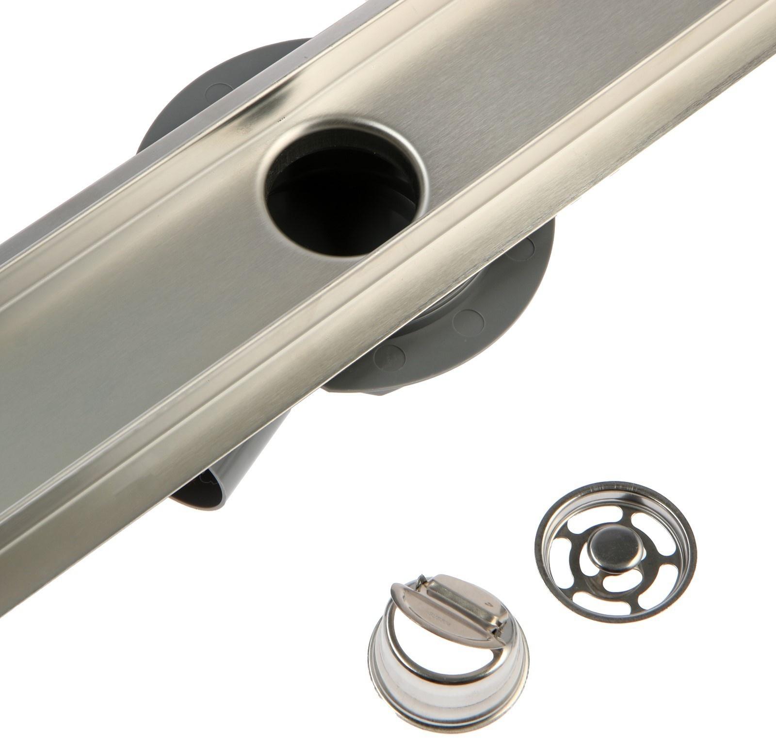 Трап ZEIN, c флaнцeм свободного вращения 360°, 7х70 см, d=40/50 мм, нерж. сталь, сатин