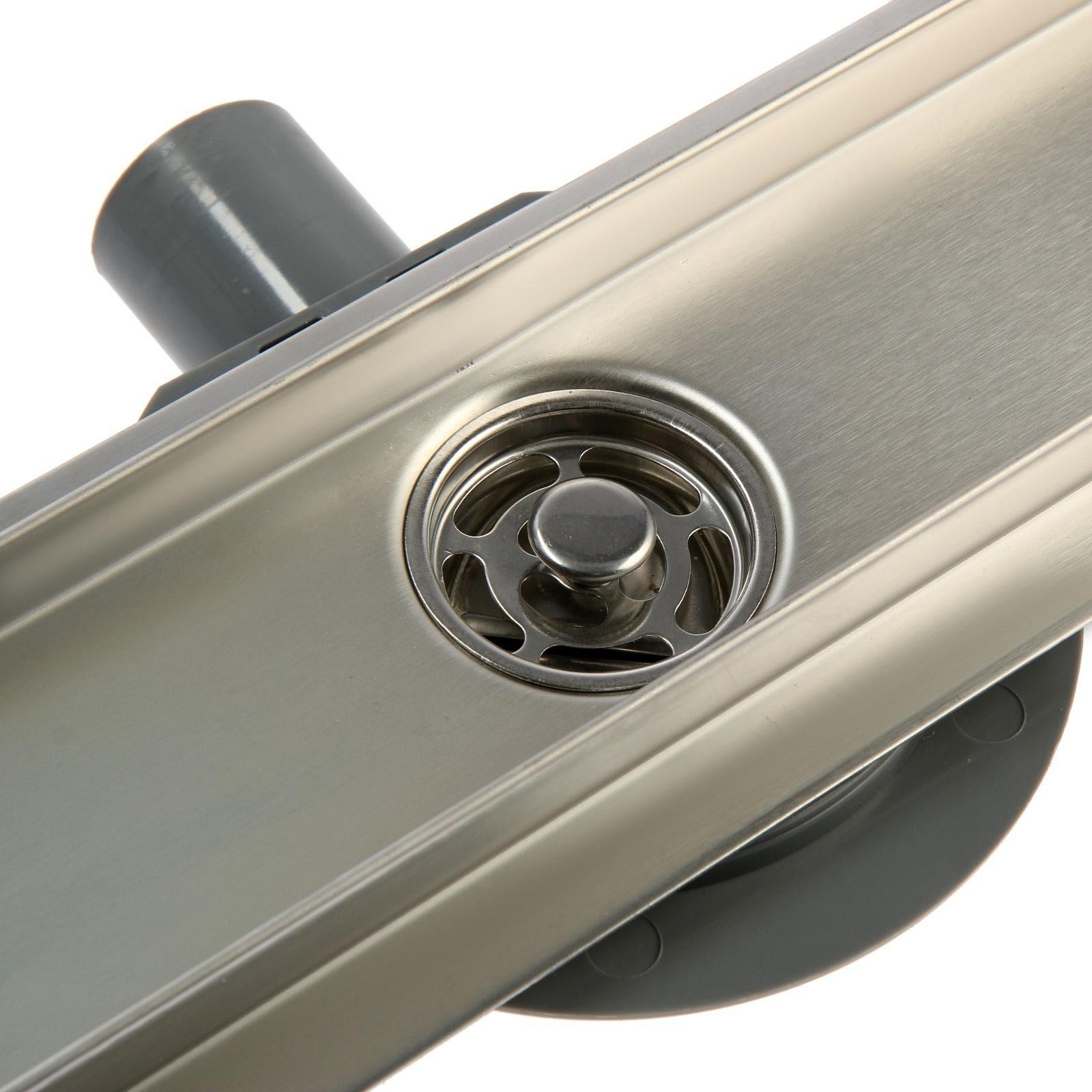 Трап ZEIN, c флaнцeм свободного вращения 360°, 7х70 см, d=40/50 мм, нерж. сталь, сатин