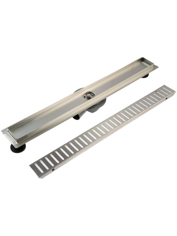 Трап ZEIN, c флaнцeм свободного вращения 360°, 7х70 см, d=40/50 мм, нерж. сталь, сатин