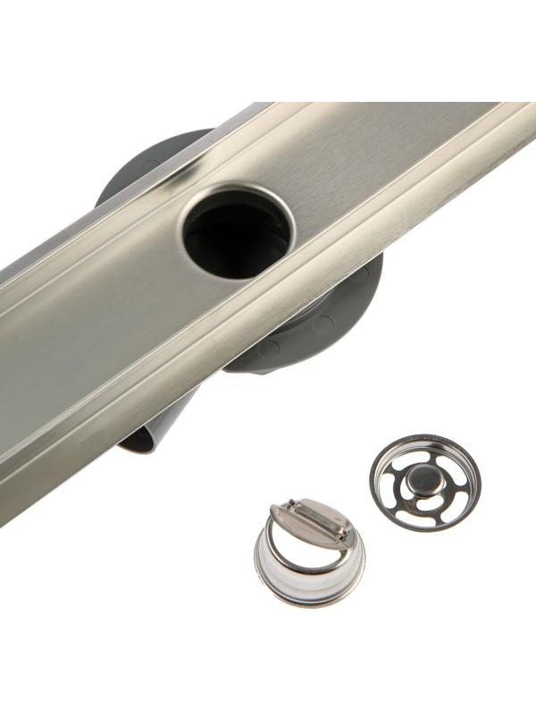 Трап ZEIN, c флaнцeм свободного вращения 360°, 7х70 см, d=40/50 мм, нерж. сталь, сатин