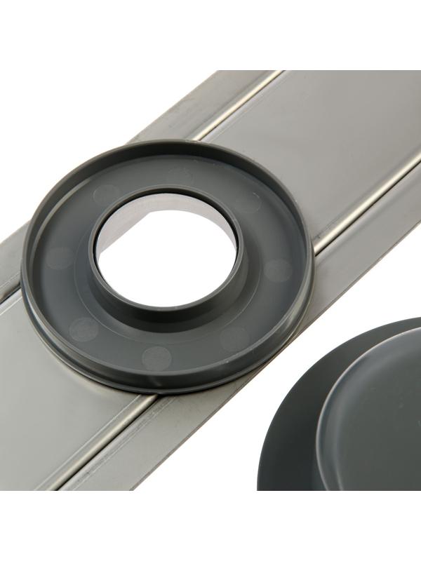 Трап ZEIN, c флaнцeм свободного вращения 360°, 7х70 см, d=40/50 мм, нерж. сталь, сатин