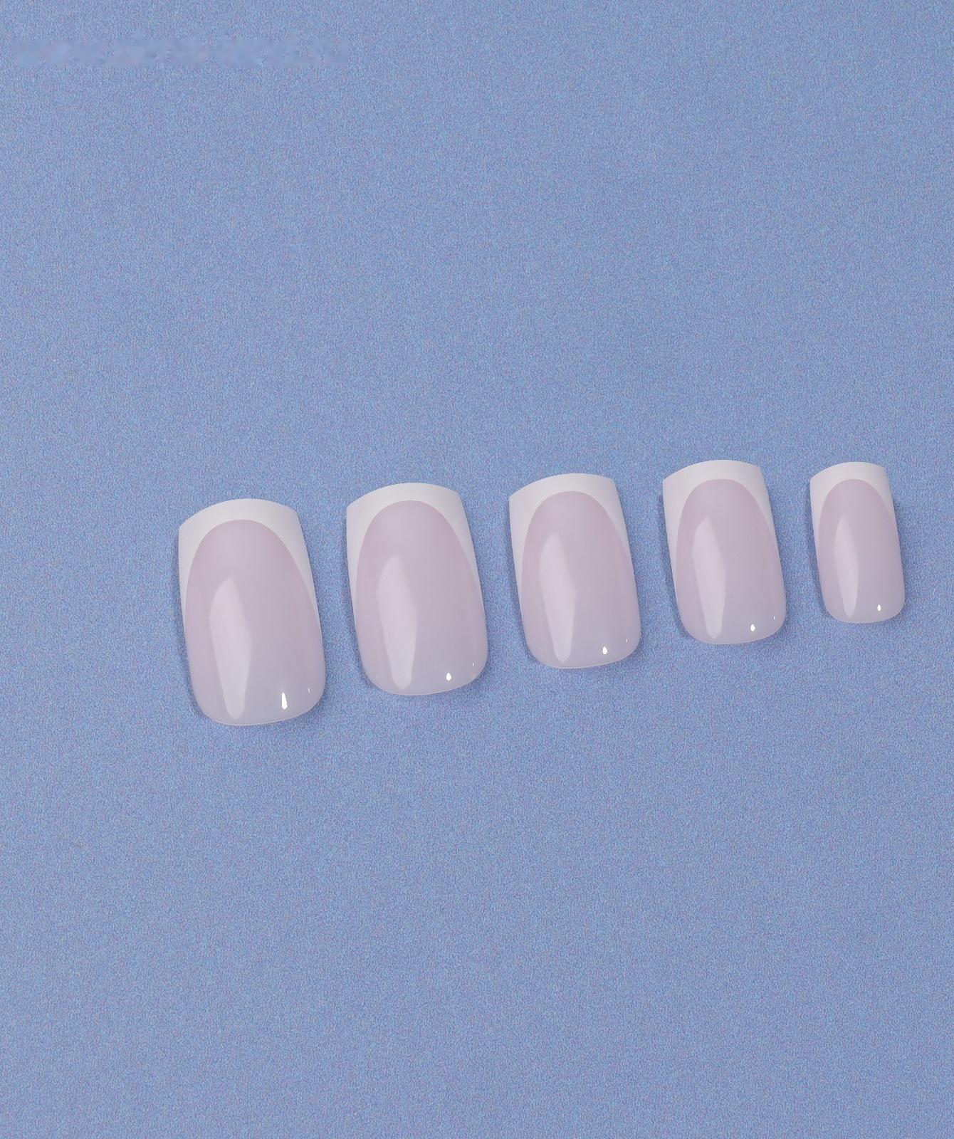 Накладные ногти «Classic French», 24 шт, с клеевыми пластинами, форма мягкий квадрат, цвет нежно-розовый/белый