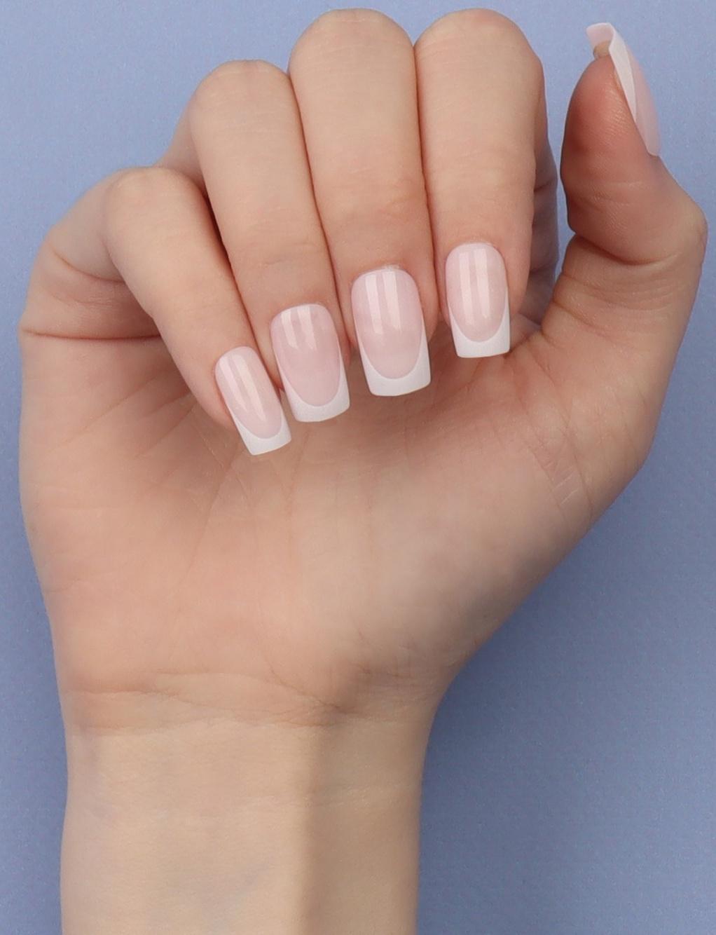 Накладные ногти «Classic French», 24 шт, с клеевыми пластинами, форма мягкий квадрат, цвет нежно-розовый/белый