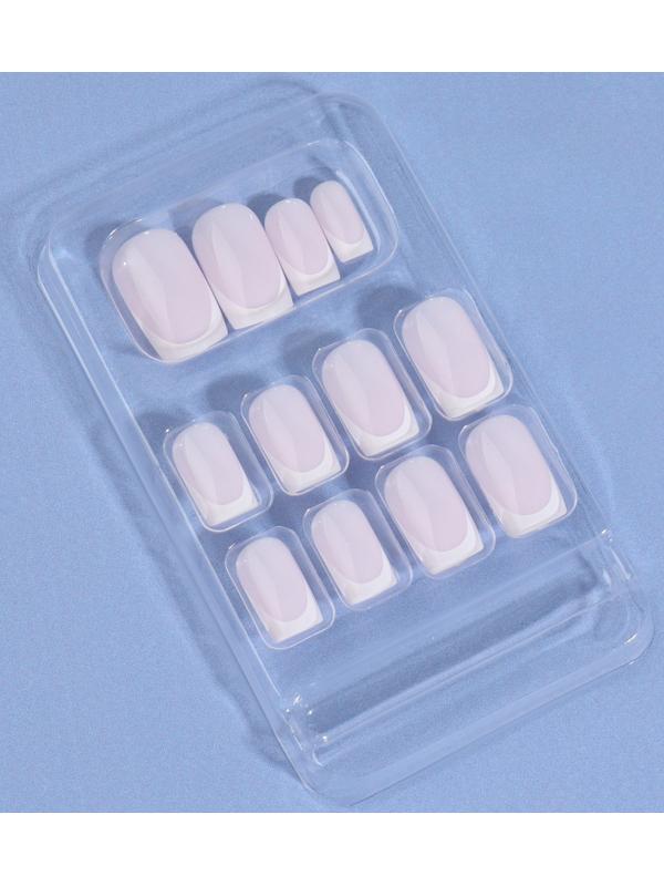 Накладные ногти «Classic French», 24 шт, с клеевыми пластинами, форма мягкий квадрат, цвет нежно-розовый/белый