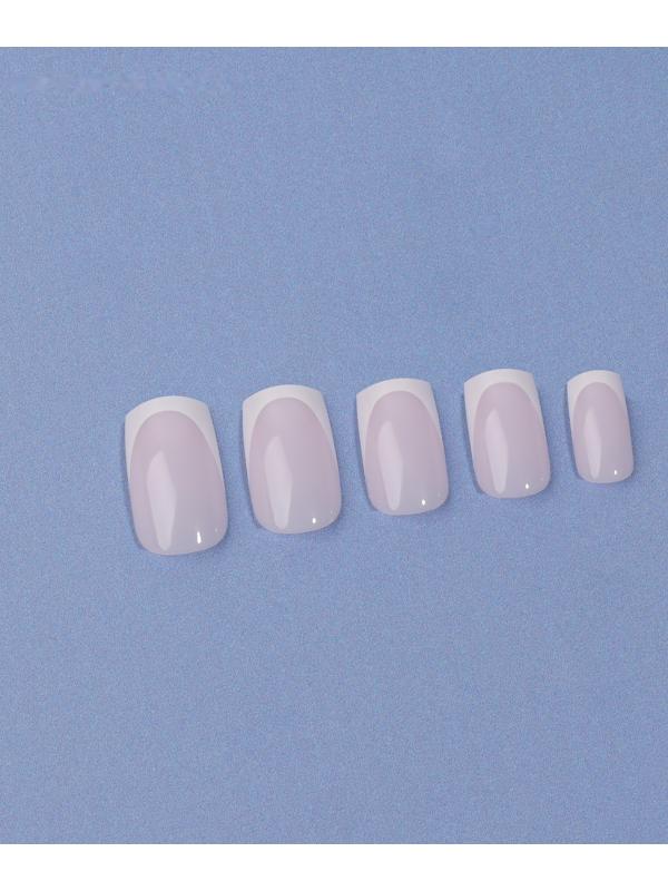 Накладные ногти «Classic French», 24 шт, с клеевыми пластинами, форма мягкий квадрат, цвет нежно-розовый/белый
