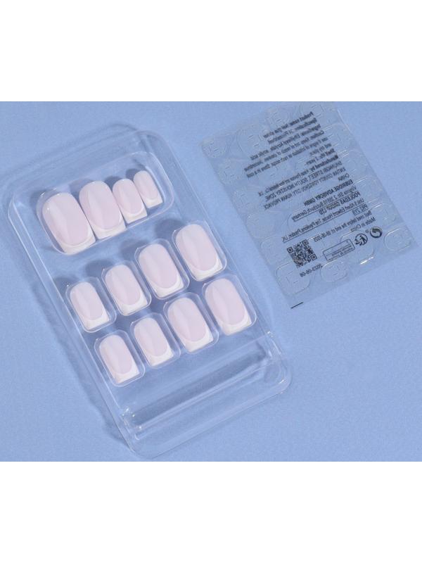 Накладные ногти «Classic French», 24 шт, с клеевыми пластинами, форма мягкий квадрат, цвет нежно-розовый/белый