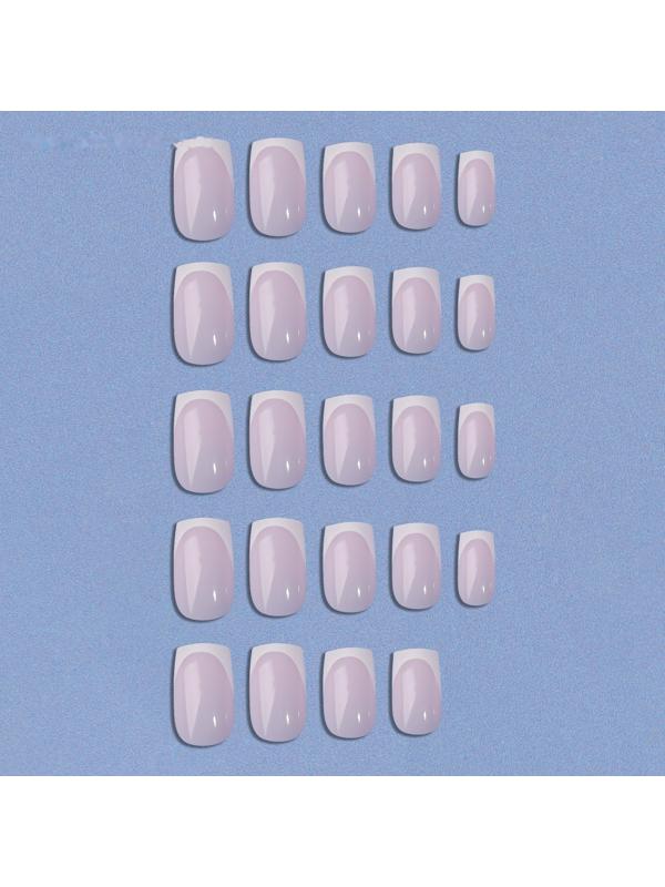 Накладные ногти «Classic French», 24 шт, с клеевыми пластинами, форма мягкий квадрат, цвет нежно-розовый/белый