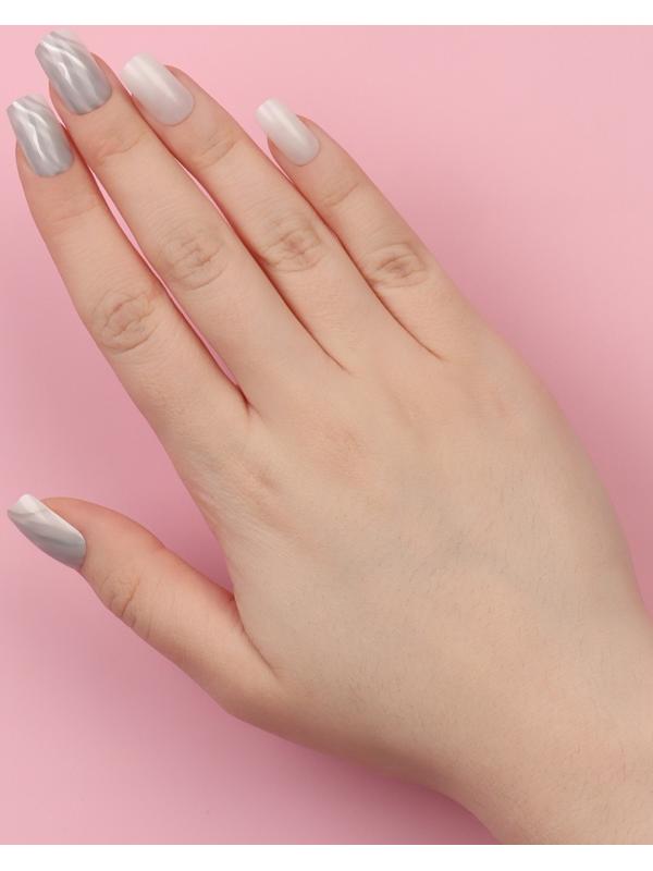 Накладные ногти «Zebra», 24 шт, с клеевыми пластинами, форма мягкий квадрат, цвет белый/серебристый