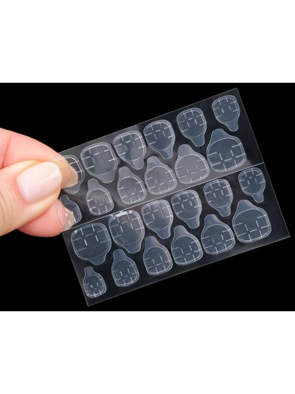 Накладные ногти «Zebra», 24 шт, с клеевыми пластинами, форма мягкий квадрат, цвет белый/серебристый