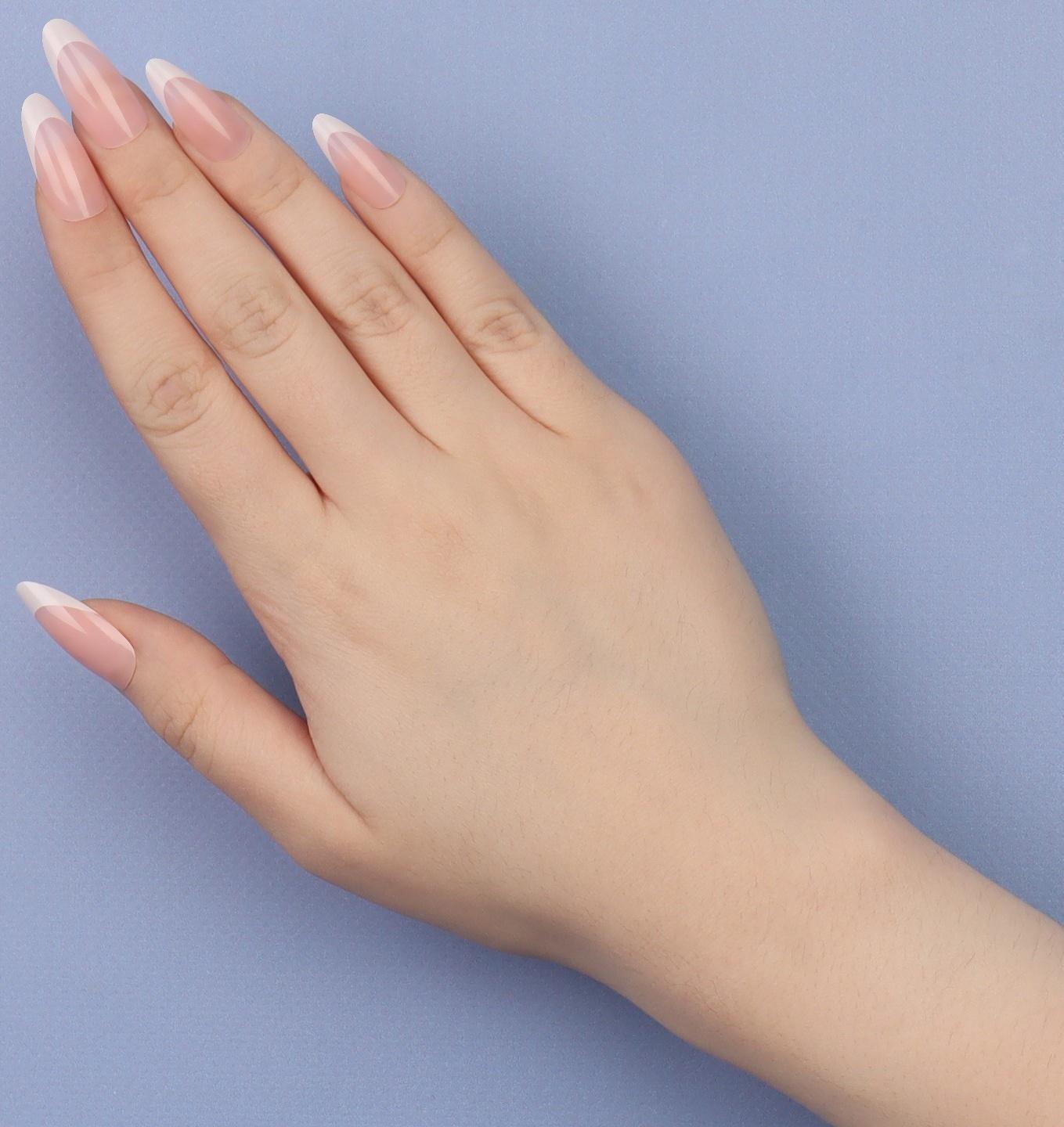 Накладные ногти «Classic French», 24 шт, с клеевыми пластинами, форма миндаль, цвет нежно-розовый/белый