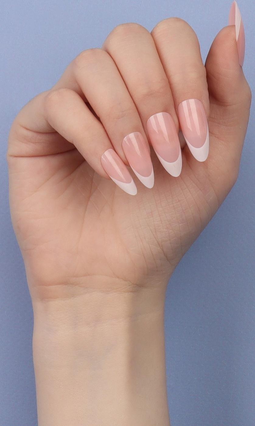 Накладные ногти «Classic French», 24 шт, с клеевыми пластинами, форма миндаль, цвет нежно-розовый/белый