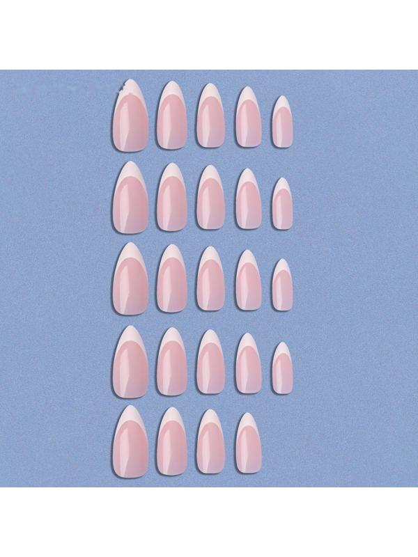Накладные ногти «Classic French», 24 шт, с клеевыми пластинами, форма миндаль, цвет нежно-розовый/белый