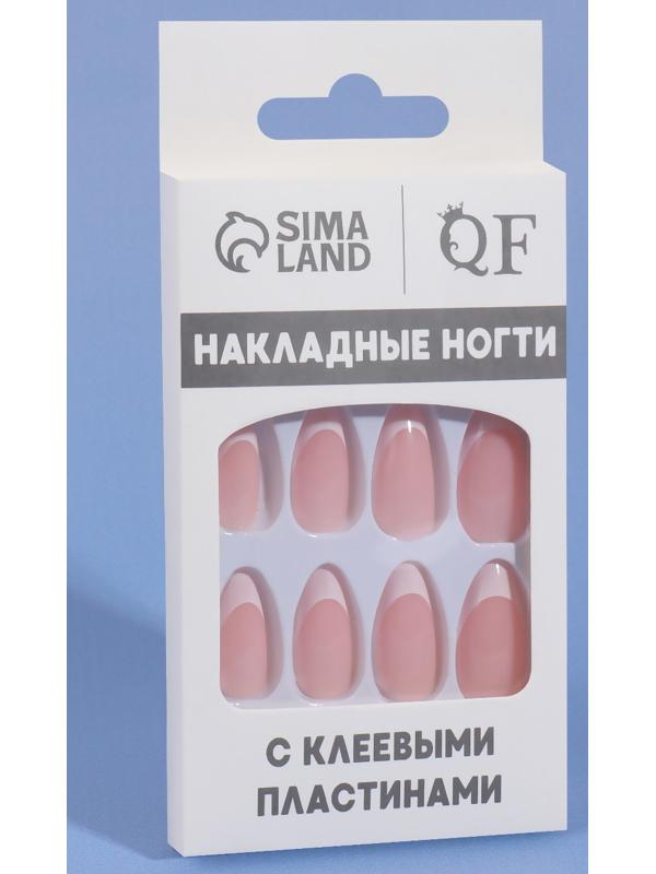 Накладные ногти «Classic French», 24 шт, с клеевыми пластинами, форма миндаль, цвет нежно-розовый/белый