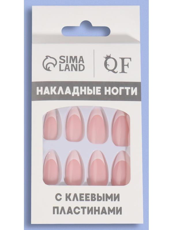 Накладные ногти «Classic French», 24 шт, с клеевыми пластинами, форма миндаль, цвет нежно-розовый/белый