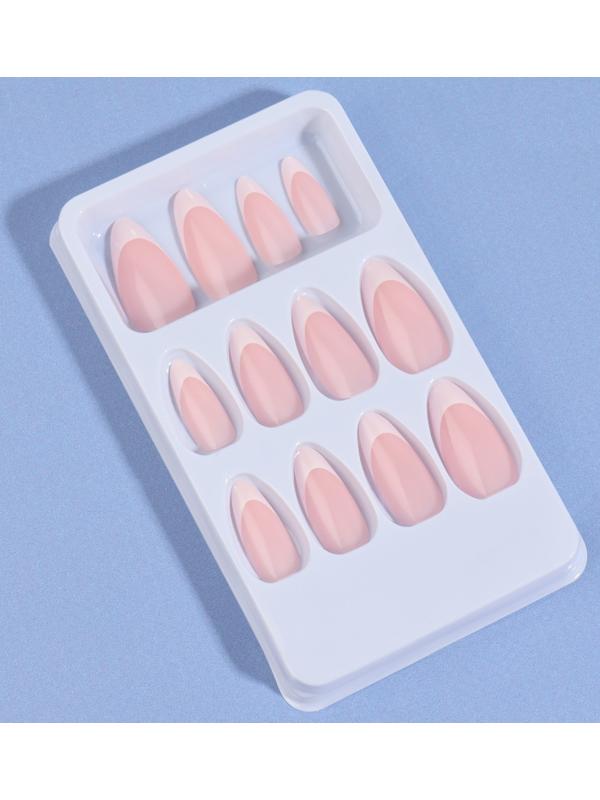 Накладные ногти «Classic French», 24 шт, с клеевыми пластинами, форма миндаль, цвет нежно-розовый/белый