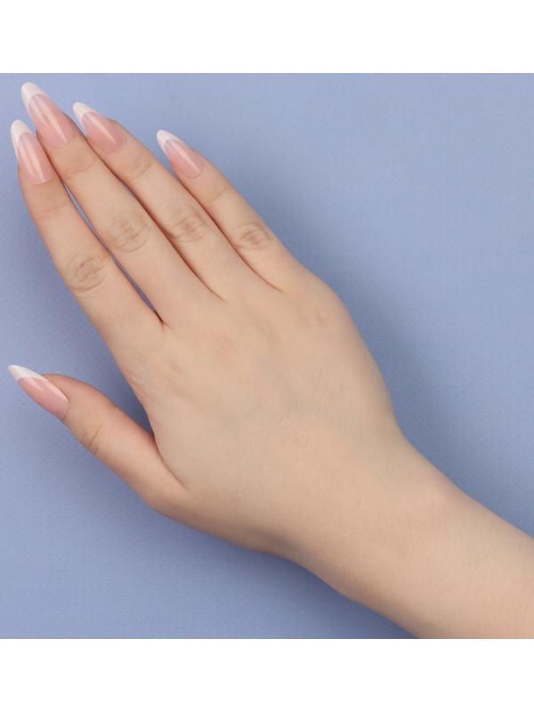 Накладные ногти «Classic French», 24 шт, с клеевыми пластинами, форма миндаль, цвет нежно-розовый/белый