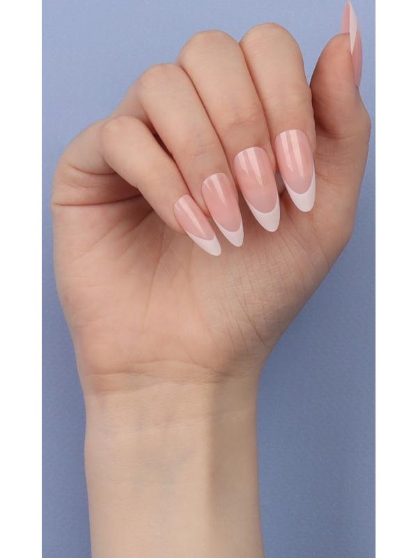 Накладные ногти «Classic French», 24 шт, с клеевыми пластинами, форма миндаль, цвет нежно-розовый/белый