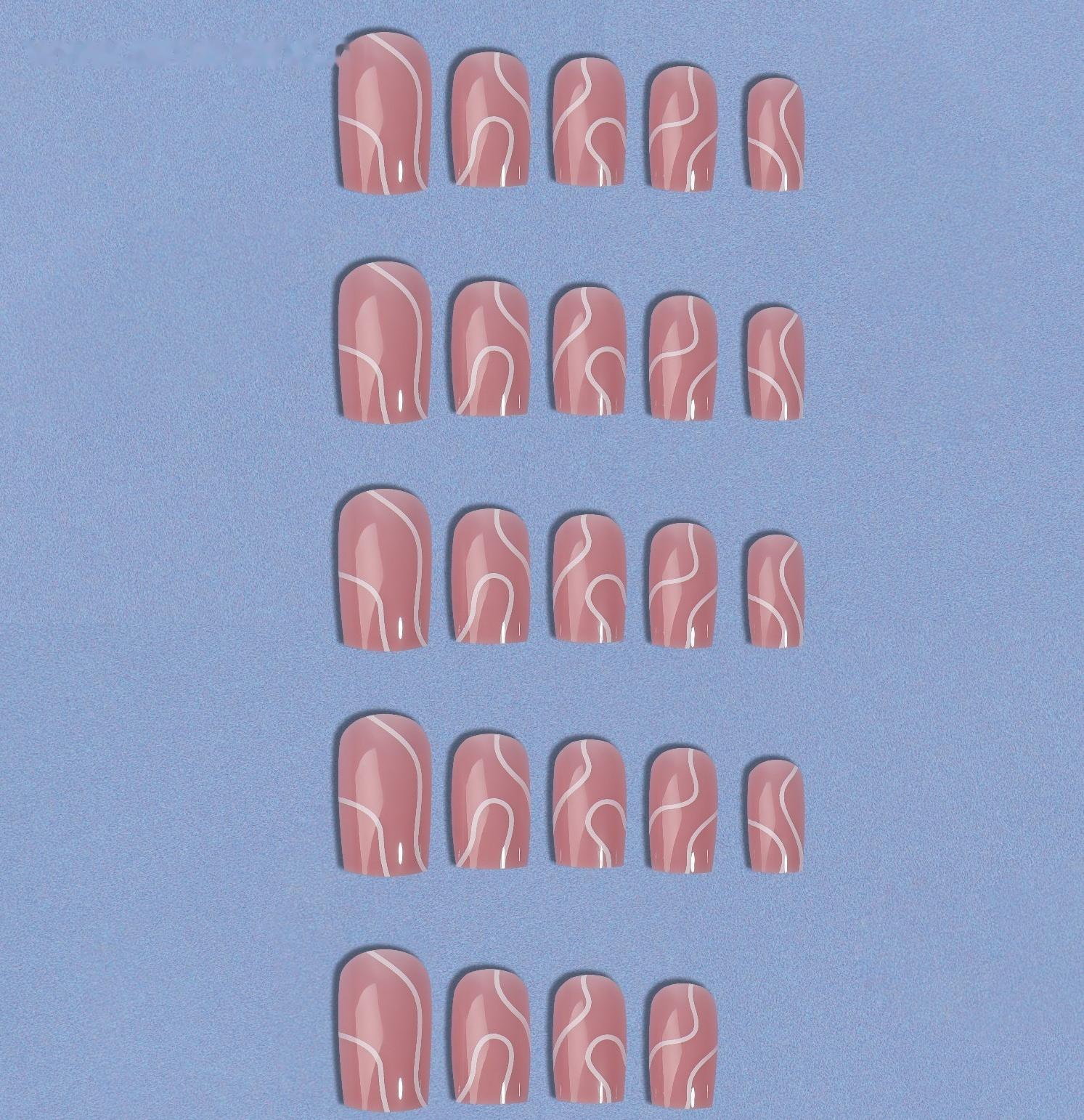 Накладные ногти «lines», 24 шт, с клеевыми пластинами, форма мягкий квадрат, цвет нежно-розовый