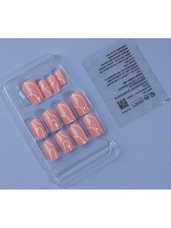 Накладные ногти «lines», 24 шт, с клеевыми пластинами, форма мягкий квадрат, цвет нежно-розовый