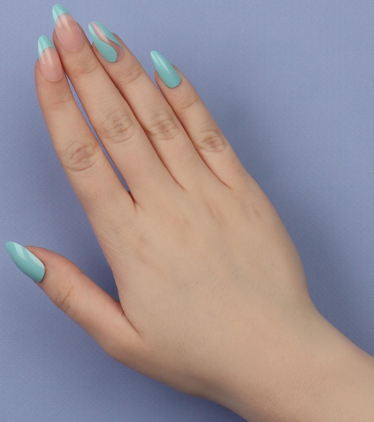 Накладные ногти «Freshness», 24 шт, с клеевыми пластинами, форма миндаль, цвет голубой/розовый