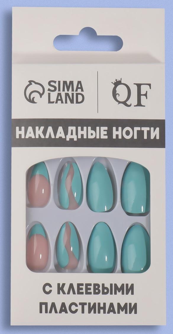 Накладные ногти «Freshness», 24 шт, с клеевыми пластинами, форма миндаль, цвет голубой/розовый