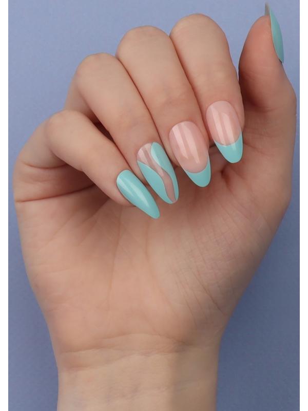 Накладные ногти «Freshness», 24 шт, с клеевыми пластинами, форма миндаль, цвет голубой/розовый