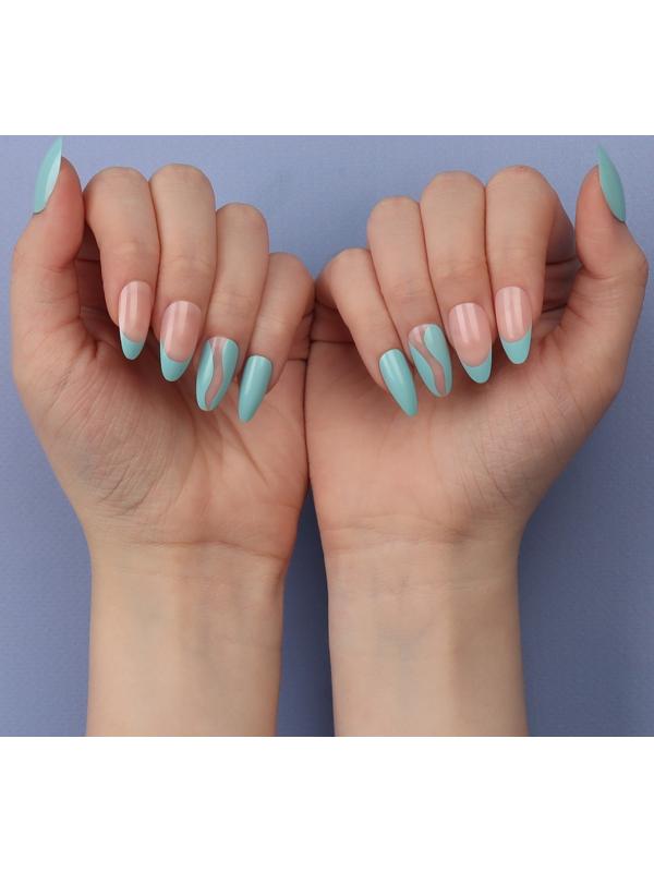 Накладные ногти «Freshness», 24 шт, с клеевыми пластинами, форма миндаль, цвет голубой/розовый