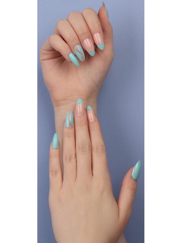 Накладные ногти «Freshness», 24 шт, с клеевыми пластинами, форма миндаль, цвет голубой/розовый