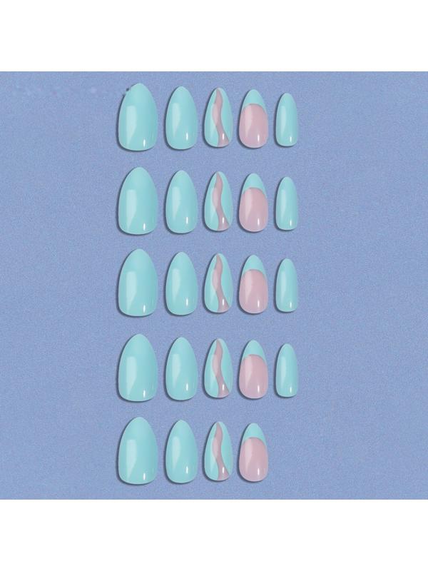 Накладные ногти «Freshness», 24 шт, с клеевыми пластинами, форма миндаль, цвет голубой/розовый