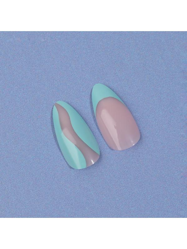 Накладные ногти «Freshness», 24 шт, с клеевыми пластинами, форма миндаль, цвет голубой/розовый