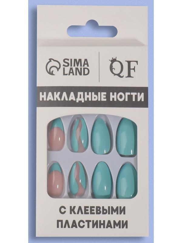 Накладные ногти «Freshness», 24 шт, с клеевыми пластинами, форма миндаль, цвет голубой/розовый