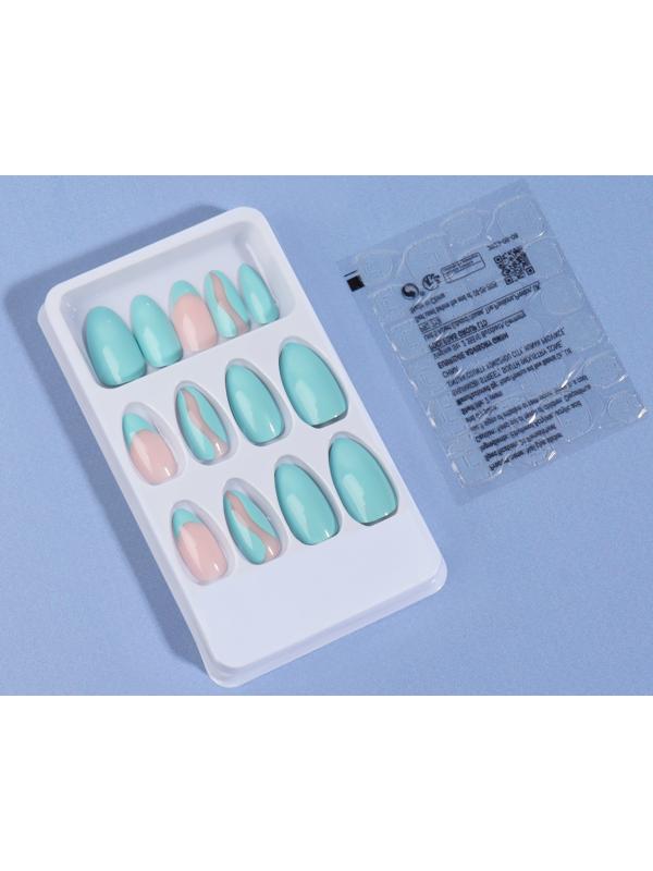 Накладные ногти «Freshness», 24 шт, с клеевыми пластинами, форма миндаль, цвет голубой/розовый