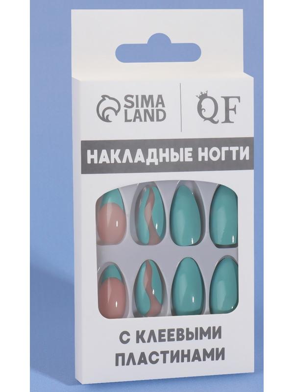 Накладные ногти «Freshness», 24 шт, с клеевыми пластинами, форма миндаль, цвет голубой/розовый