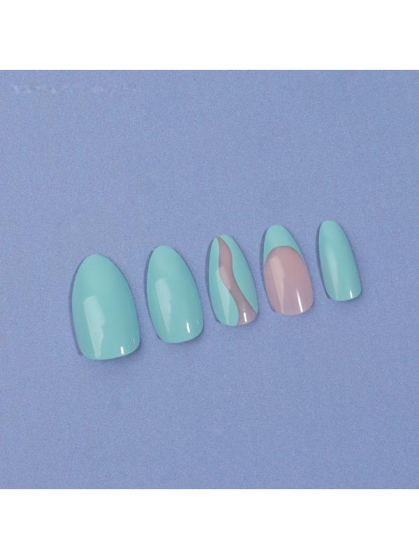 Накладные ногти «Freshness», 24 шт, с клеевыми пластинами, форма миндаль, цвет голубой/розовый