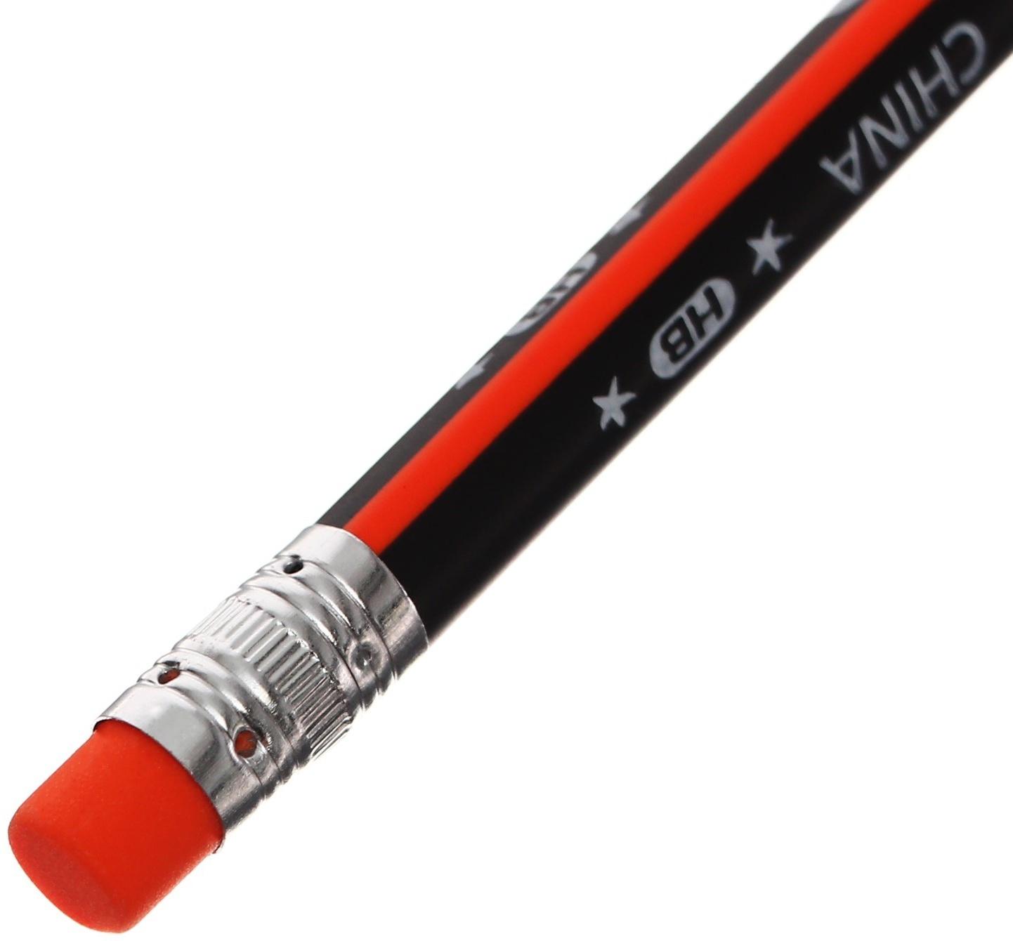 Карандаш чернографитный с ластиком НВ корпус треугольный заточенный МИКС Следы, в тубусе