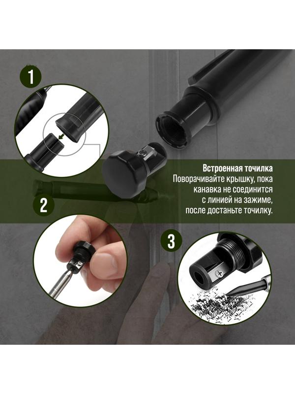 Карандаш механический ТУНДРА, с точилкой, черный