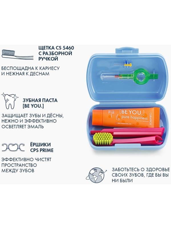 Дорожный набор Curaprox BE YOU в синем боксе , 4 предмета