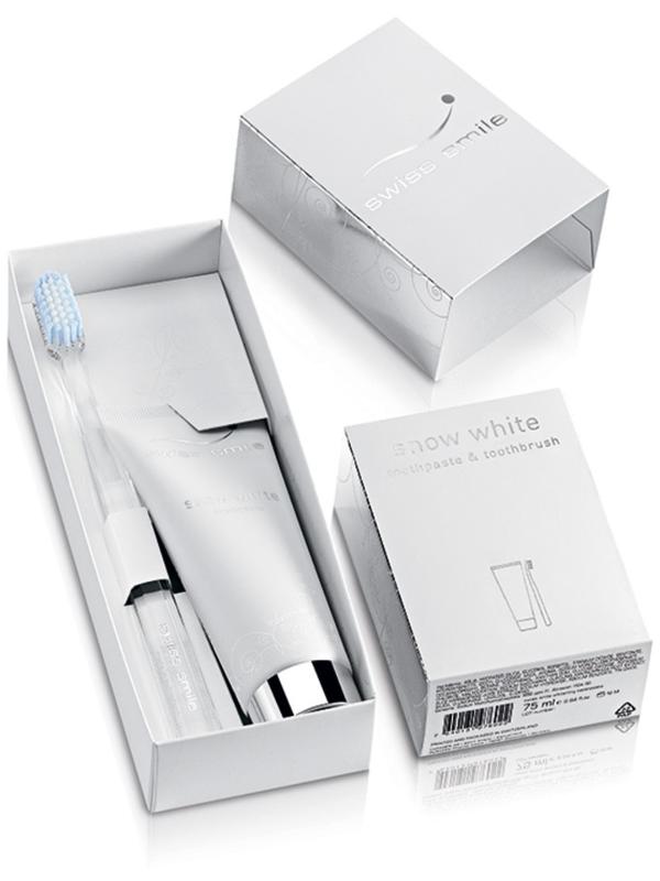 Набор SWISS SMILE зубная паста Snow White и зубная щетка, отбеливающая