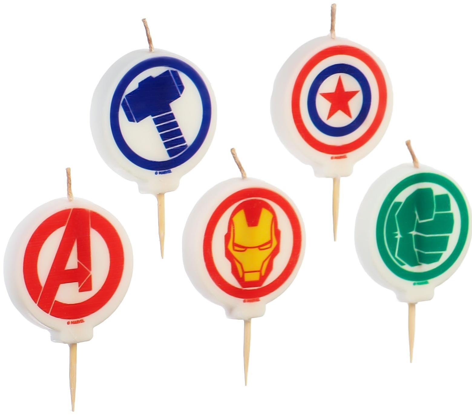 Свеча в торт набор, Мстители, 5 шт