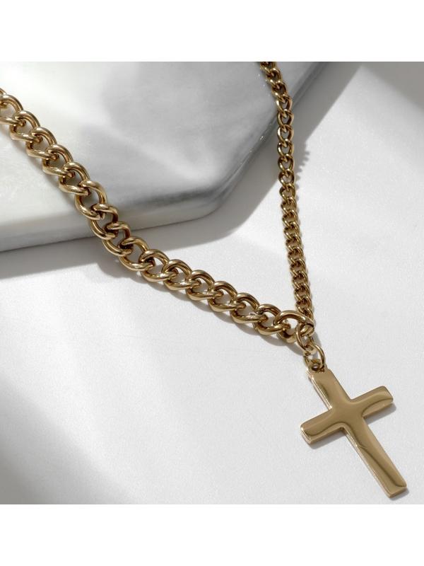 Кулон XUPING крестик, цвет белый в золоте, 40 см