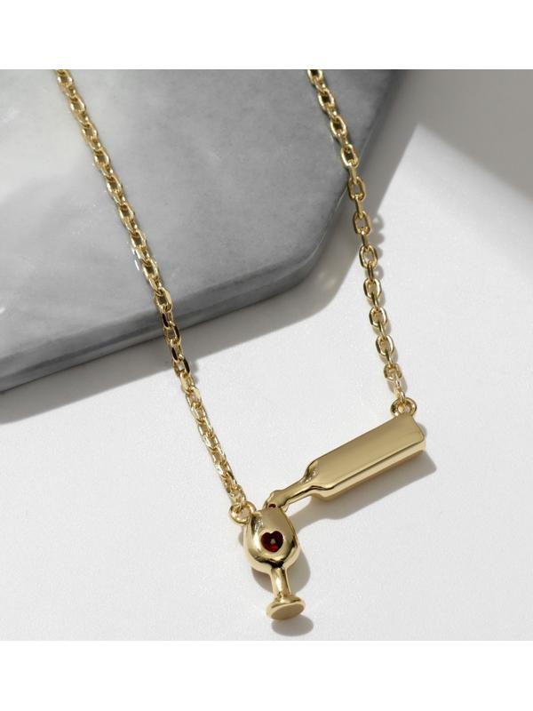 Кулон XUPING вино с бокалом, цвет золото, 40 см