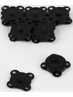 Кнопки магнитные пришивные, d = 14 мм, 6 шт, цвет чёрный матовый