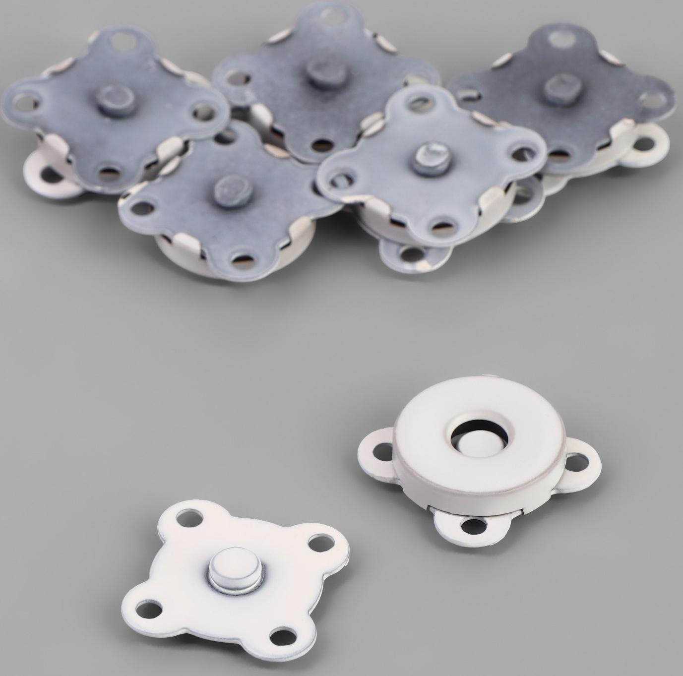 Кнопки магнитные пришивные, d = 14 мм, 6 шт, цвет белый матовый