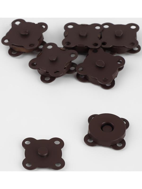 Кнопки магнитные пришивные, d = 14 мм, 6 шт, цвет коричневый матовый