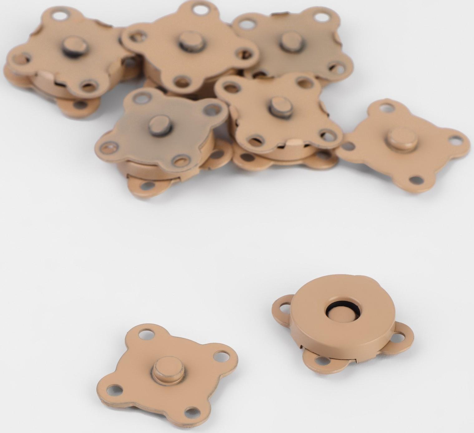 Кнопки магнитные пришивные, d = 14 мм, 6 шт, цвет бежевый матовый