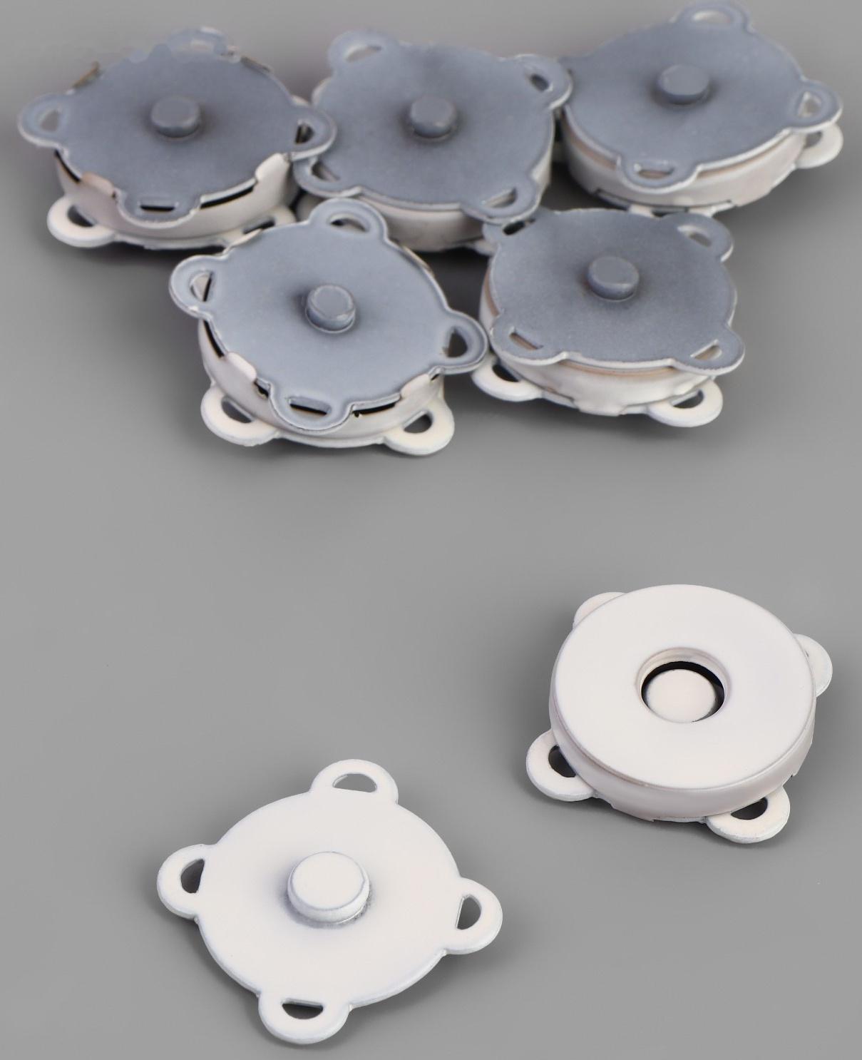 Кнопки магнитные пришивные, d = 18 мм, 6 шт, цвет белый матовый